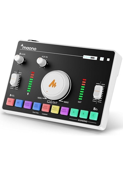 Akış Ses Mikseri, Pro-Preamp ile Ses Arayüzü, Bluetooth, Dahili Pil, Canlı Yayın Için 48V Fantom Güç, Podcasting, Oyun Maonocaster Amc2 Neo (Matte Beyaz)