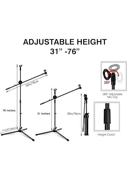 180CM Maksimum Uzunluk Mikrofon Standı Multi Fonksiyonel 2in1 Microphone Katlanabilir Açısı Ayarlanabilir Zemin Üstü - Model 103 fiyatları