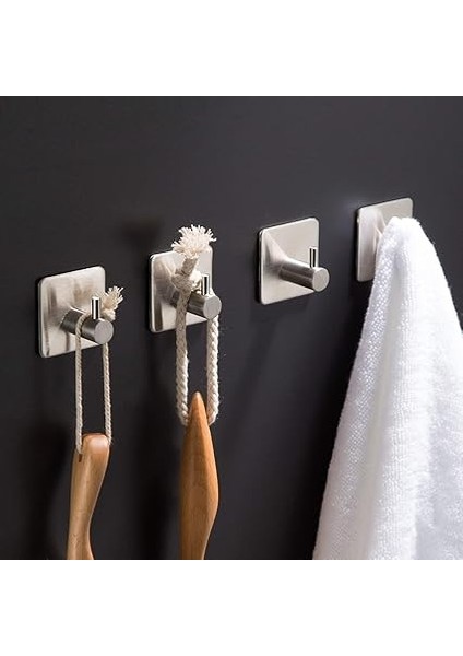 Paslanmaz Çelik 4 Adet Topuzlu Banyo Askısı Havluluk Havlu Askılık Inox - Kendinden Yapışmalı Sistem modelleri