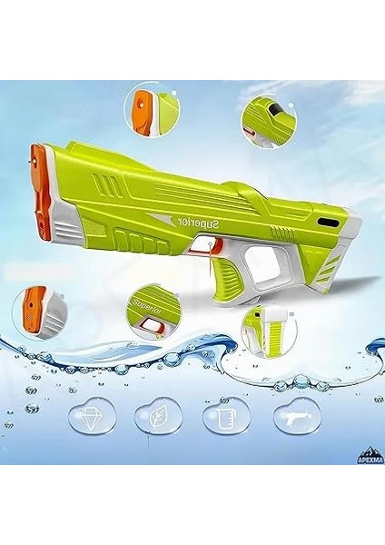 Elektrikli Tam Otomatik Büyük Su Silahı 43 cm - 500 ml Su Depolu Açık Hava Su Tüfeği (Yeşil) indirimleri