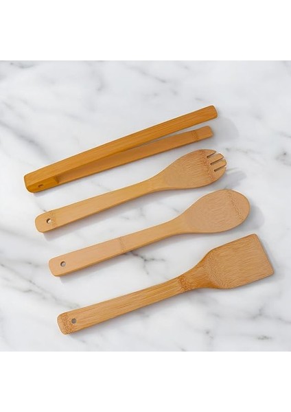 Bambu Servis ve Spatula Seti 4'lü Set, 4 Adet Bambu Servis Seti - Rustik Şıklıkla Sofranızı Tamamlayın! Ahşap Servis ve Spatula Seti 4'lü Set indirimleri