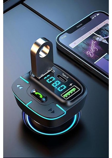 F9 Araç Fm Transmitter 5.3 Bluetooth Araç Kiti USB Type-C Hızlı Şarj Çıkışlı Çakmaklık Girişli (F9) indirimleri