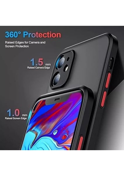 Aksesuar iPhone 11 ile Uyumlu Arka Kısmı Mat Şeffaf Yapıya Sahip Kenarları Silikon Tpu Malzemeden Üretilmiş Renkli Tuşlara Sahip Kamera Korumalı Transparan Kılıf (Siyah) fırsatları