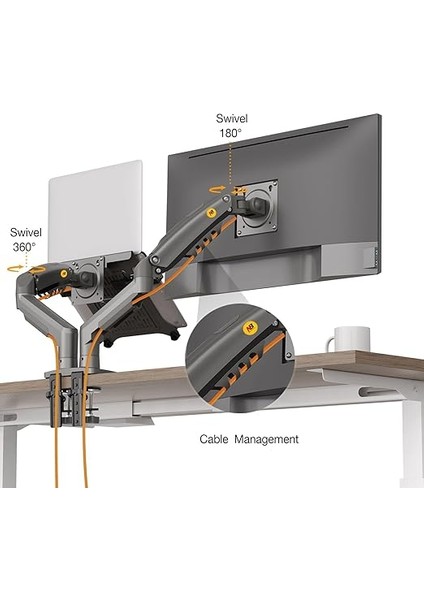 Bayou Nb 10-17" Dizüstü Bilgisayar Için Ayarlanabilir Tepsili Dizüstü Bilgisayar Montajı, 17-30" Monitör Için Vesa Plakalı Tam Hareket Kolu, Kelepçeli Gromet Montajı F160-FP (Siyah) fırsatları