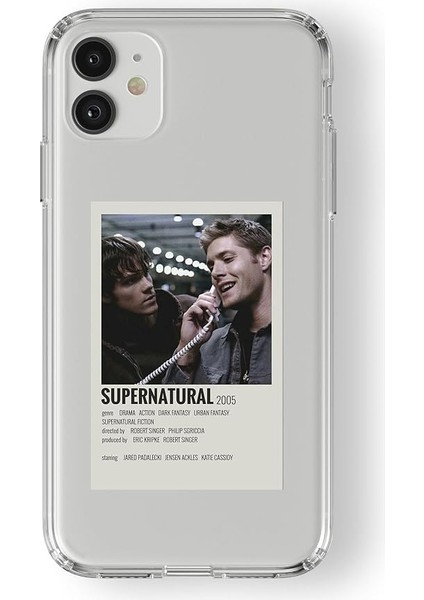 Iphone 11 ile Uyumlu Supernatural Palaroid Poster Tasarım Baskılı Şeffaf Kılıf