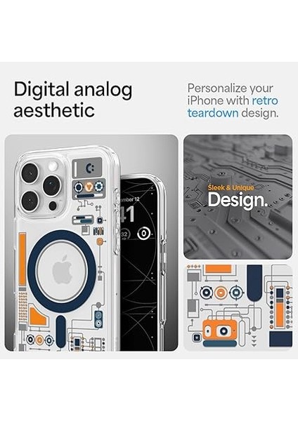 iPhone 16 Pro Max Ince Magsafe Kılıf Ultra Hybrid Sararma Karşıtı Duraclear™ Hava Kanalı Teknolojisi™ Askeri Sınıf Koruma Magfit Analogue Şeffaf Kapak - ACS08726 modelleri