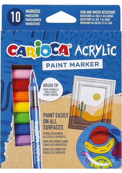 Akrilik Paint Marker Su Bazlı Fırça Uçlu 10'lu