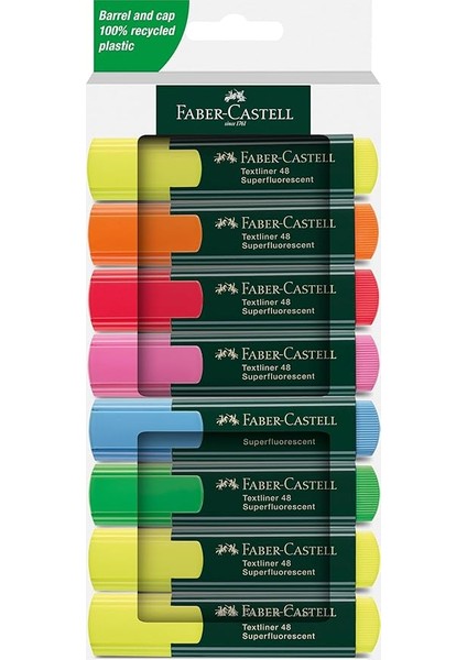 Fosforlu Kalem Seti, 8’li, Su Bazlı Mürekkep, Kesik Uç, 3 Farklı Çizgi Kalınlığı, Yeniden Doldurulabilir