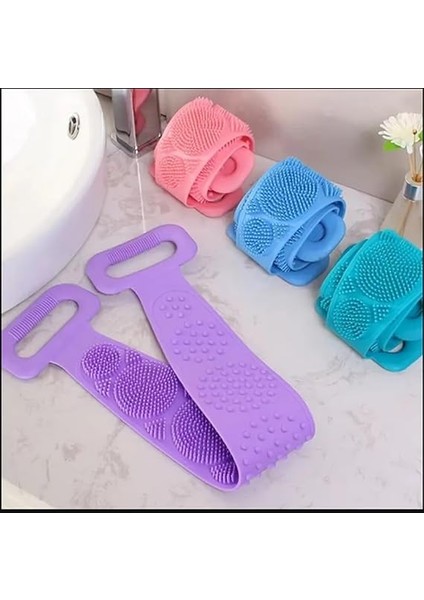 Taraflı Banyo Hamam Lifi, Silikon Masajlı, Yumuşak Duş Lifi, Banyo Kesesi, fırsatları