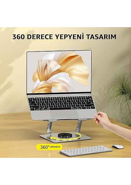 Stant Çelik Standı Ergonomik Bilgisayar Yükseltici Her Açıda Ayarlanabilir Stand Tüm Boyutlarda Notebook Uyumlu Notebook Standı Bilgisayar Stant (Gri - 360) modelleri