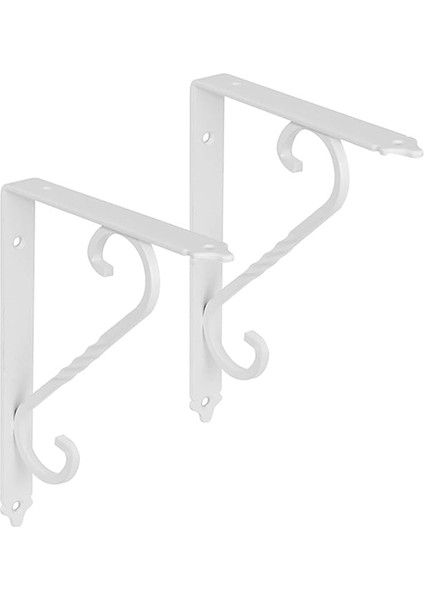 2 Adet Ferforje Raf Altı Ayak Dekoratif Raf Tutucu Beyaz Montaj Aparatı 135 x 190 mm (Orta Boy)