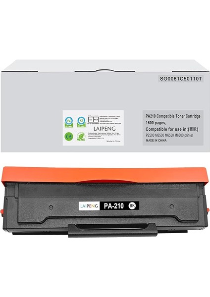 PA-210 PA210 Pa 210 Toner Kartuşu PA-210E Siyah Pantum P2502W M6500NW M6558NW M6600NW P2500W P2508W M6500N M6500W M6550NW M6552NW M6600 M6N M6602NW M6608NW Yazıcılar