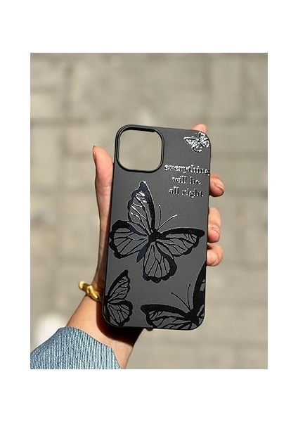 15 Ile Uyumlu Desen Tasarımlı Yüksek Kalite Lansman Içi Kadife Kılıf (Siyah Yazılı Kelebek) modelleri