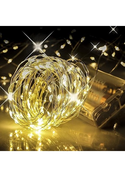 Home 5 Metre Gün Işığı Peri LED – Pilli Dekoratif Sarı Renkli LED Işık, Şerit Yılbaşı ve Parti Aydınlatması, Süsleme ve Dekoratif Işık Zinciri-Dekorasyon Işığı Şerit Aydınlatma
