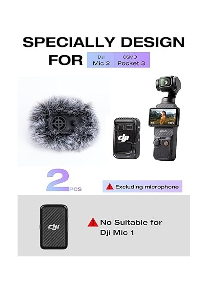Mic 2 Pop Filtresi Için - Djı Osmo Cep 3, Djı Mikrofon Kablosuz Dış Mekan Mikrofon Kapağı Gürültü Azaltma, Djı Kablosuz Mikrofon 2, Djı Osmo Pocket 3 Creator Combo Için Uygulanabilir Mikrofon fiyatları
