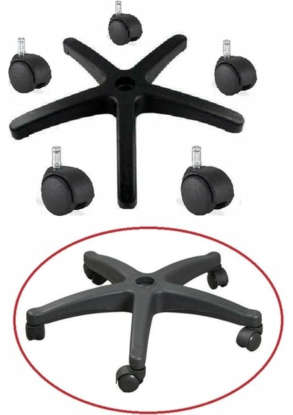 Ofis Koltuğu Için Tekerlekli Yıldız Ayak Ahtapot Koltuk Ayağı 5 Tekerli Üniversal