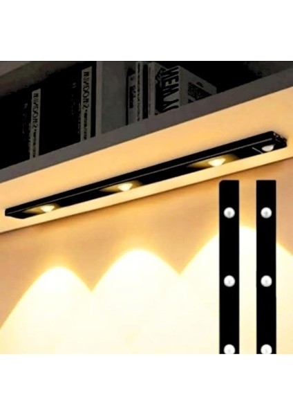 Sensörlü Slim LED Kabin Armatürü Dekoratif Dim Edilebilir USB Şarjlı Aydınlatma (Siyah, 40 Cm) modelleri