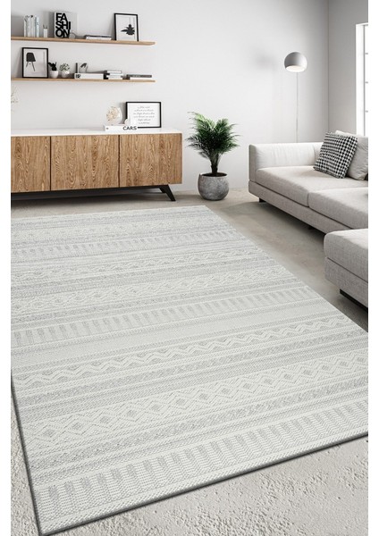 Modern Geometrik Tasarımlı Jüt Dokuma Loop Sisal Gri Renk Halı modelleri