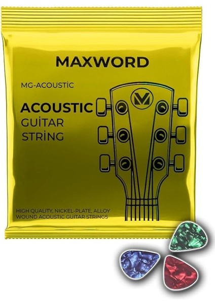 Gt-Acoustic Kaliteli Akustik Gitar Teli 1 Takım Set (Pena Hediye)