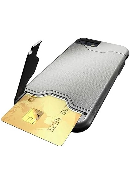 Labs iPhone Se 2022 / Se 2020/8 / 7 Slim Folder Kart Hazneli Cüzdan Kılıf (Gümüş Rengi) modelleri