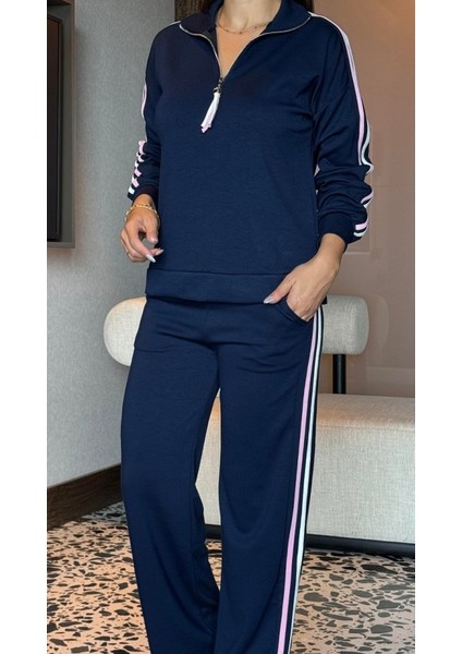 Kadın Uzun Kollu Fermuarlı Viskon Iki Iplik Bluz ve Pantolon Ikili Takım fiyatları