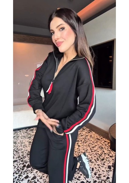 Eyesof Kadın Uzun Kollu Fermuarlı Viskon Iki Iplik Bluz ve Pantolon Ikili Takım modelleri