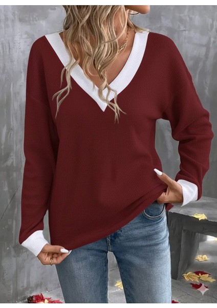 Kadın Uzun Kollu V Yakalı Waffle Bluz fiyatları