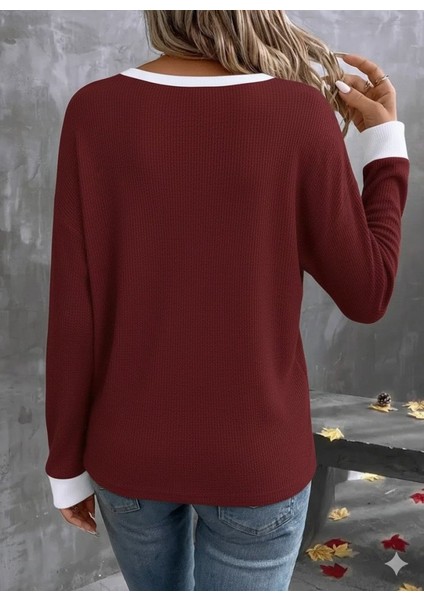 Kadın Uzun Kollu V Yakalı Waffle Bluz fırsatları