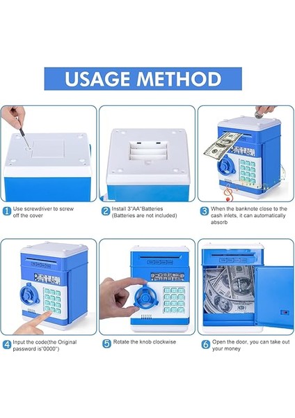 Elektronik Kumbara Para Kasası Parola Para Kasası 3 4 5 6+, Mini Atm Bankası Güvenli Para Nakit Bankaları Para Tasarrufu Kutusu, Doğum Günü Şükran Günü Için Harika Erkek Kız Hediyesi (Mavi) modelleri