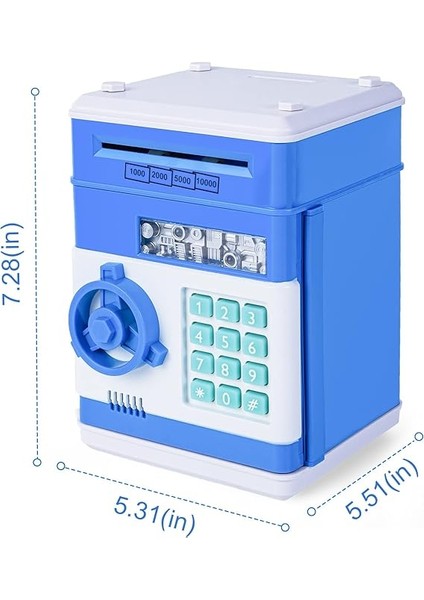 Elektronik Kumbara Para Kasası Parola Para Kasası 3 4 5 6+, Mini Atm Bankası Güvenli Para Nakit Bankaları Para Tasarrufu Kutusu, Doğum Günü Şükran Günü Için Harika Erkek Kız Hediyesi (Mavi) fırsatları