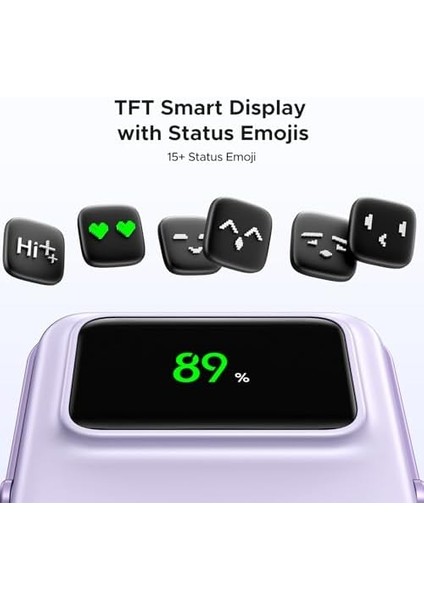 Ugreen Uno Kablosuz Güç Bankası 5000MAH Katlanabilir Standlı ve Tft Ekranlı Manyetik Güç Bankası, 20W Usb-C Hızlı Şarj, 12-15 Serisi ile Uyumlu 7,5W Magsafe (Mor) modelleri