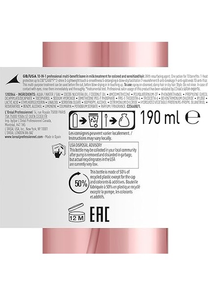 Professionnel Paris Serie Expert Vitamino Color Boyalı Saçlar Için 10 Etkili Mucize Bakım Spreyi 190ML modelleri