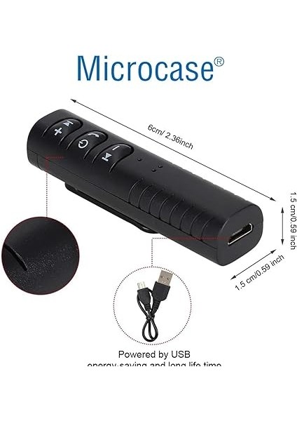 ARS-WR05 Şarjlı Araç Aux Bluetooth Adaptör Müzik Çalar Aux Girişli Araç Kiti - AL4647 modelleri