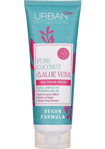 Care Pure Coconut &amp; Aloe Vera Boyalı Saçlara Özel Renk Koruyucu Saç Bakım Kremi 250 Ml-Vegan