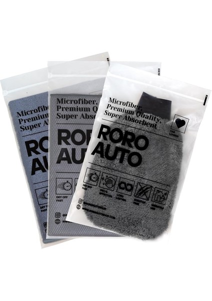 Auto Alpler Mikrofiber Yıkama &amp; Kurulama Seti Yıkama Eldiveni Cam Bezi Kurulama Havlusu