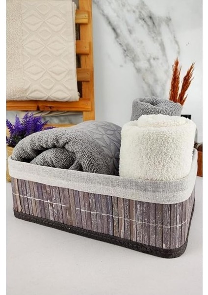 Bambu Çok Amaçlı Saklama Kutusu Düzenleyici Büyük Boy Organizer, Dekoratif Bambu Düzenleyici Gri (33X23X12CM) fırsatları