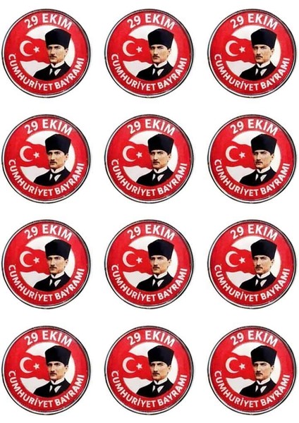 29 Ekim Cumhuriyet Bayramı Damla Etiketli Metal Yaka Rozeti 1 Paket 12LI