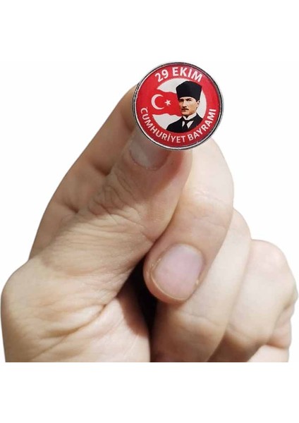 29 Ekim Cumhuriyet Bayramı Damla Etiketli Metal Yaka Rozeti 1 Paket 12LI indirimleri