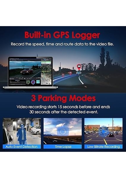 A129 Pro Duo 2 Kameralı Ön-Arka 4K Wifi Gps'li Araç Kamerası fırsatları