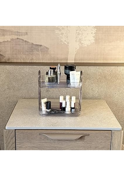Katlı Makyaj Organizeri Kozmetik Aksesuar Düzenleyici Kozmetik Vitrini (Duman Gri) indirimleri