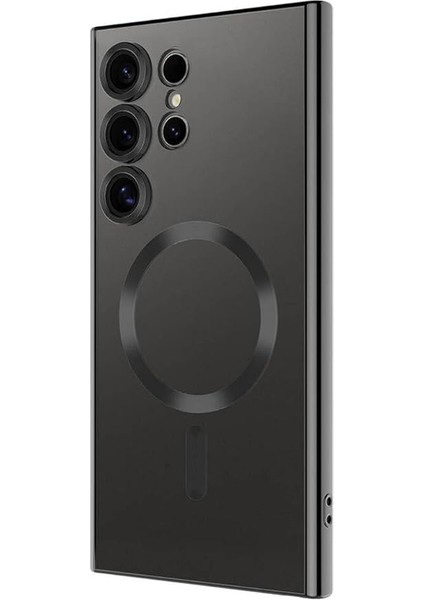 S24 Ultra Uyumlu Kamera Korumalı Magsafe Uyumlu Wireless Şarj Özellikli Zore Demre Kılıf-Siy