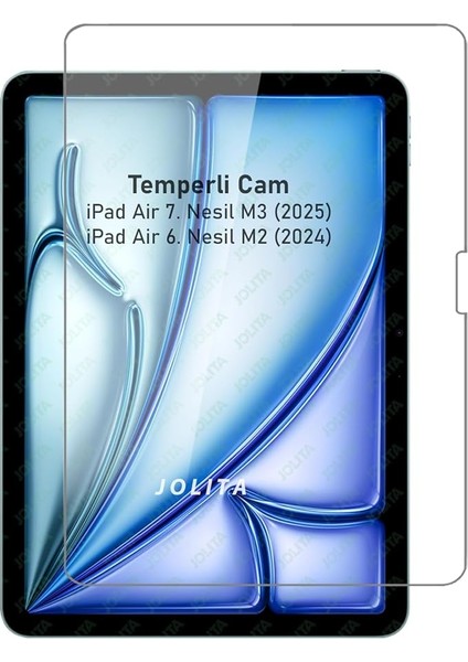 iPad Air M3 / Air M2 11 Inç 2025 Uyumlu Temperli Ekran Koruyucu Kırılmaz Cam Air 6. Nesil Air 7 A3266 A3267 A3270 A2902 A2903 A2904