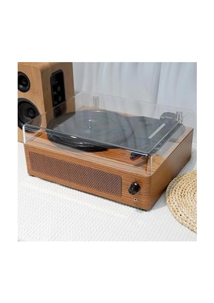 Klasik Görünümlü Pikap Hoparlörlü Vintage Ahşap Görünümlü Bluetooth Bağlantı 33 45 78 Dönüş Hızı Nostaljik Pikap R108 (Kahverengi) modelleri