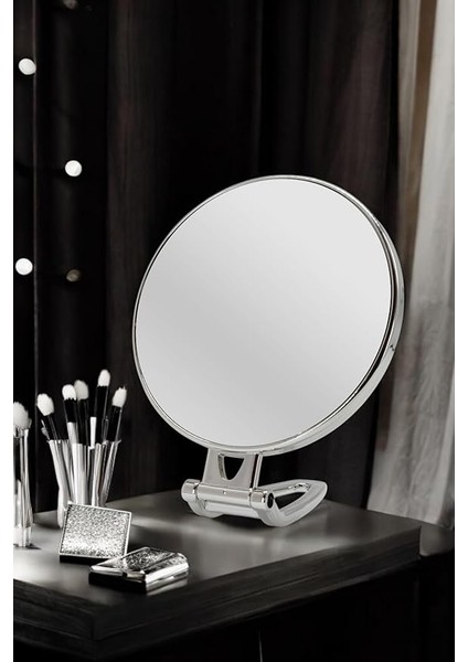Mark Beauty Serisi 3x Büyüteçli Çift Taraflı Ayarlanabilir Eğimli Masa Üstü Makyaj Aynası 16X16 cm Yuvarlak fırsatları