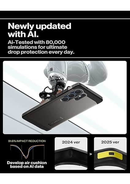 Galaxy S25 Ultra Ekstra Dayanıklı Kılıf Tough Armor Ai Hava Kanalı Teknolojisi™ Askeri Sınıf Koruma Magfit Özellikli Kickstand'lı Gunmetal Çift Katman Kapak - ACS08965 indirimleri