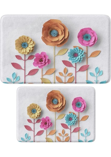 Mikrofiber Banyo Paspası, Kaymaz Taban, Makinede Yıkanabilir, Çok Amaçlı Halı (141_BPSM, 2'li Takım)