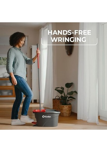 Easywring Mikrofiber Spin Mop, Kovalı Zemin Temizleme Sistemi, Kırmızı, Gri modelleri