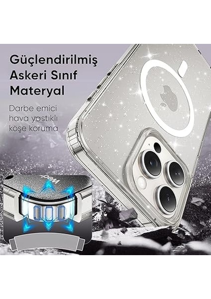 iPhone 15 Plus ve 14 Plus Için Magshine Serisi Magsafe ile Uyumlu Göz Alıcı ve Şık Simli Arka Tasarım Yüksek Kalite Materyal Premium Hybrid Kılıf Kapak (Şeffaf, 15 Plus / 14 Plus) fiyatları