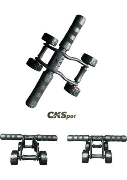 4 Tekerlekli Ab Wheel Mekik Aleti – Diz Matı Dahil Karın Kası ve Core Egzersiz Aleti CKS-452