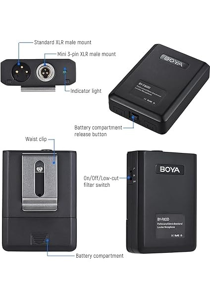 BY-F8OD Çok Yönlü Akustik Vokal Yaka Mikrofon fırsatları